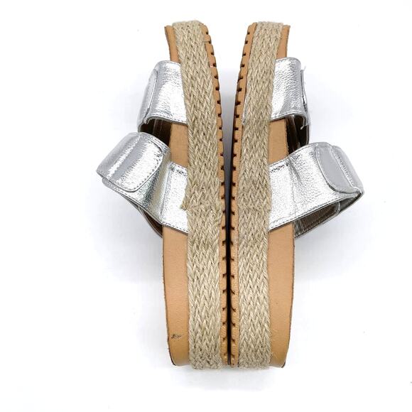 Olivia Miller Womens 8 Slide Sandal Silver Metallic Espadrille Platform Summer - Picture 4 of 10
